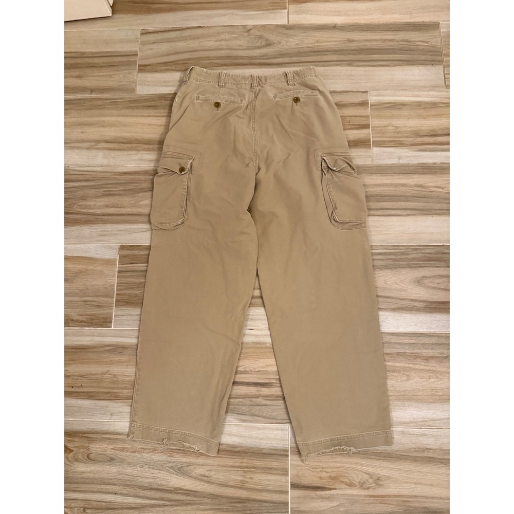 Vintage Abercrombie & Fitch Mens Khaki Cargo Pants 34R Relaxed Cotton Tan - Picture 3 of 6